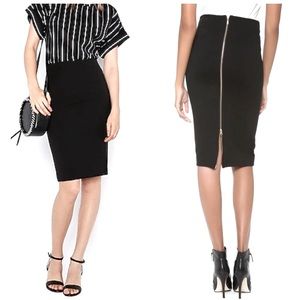 Express Black Pencil Skirt Exposed Zipper Size 6